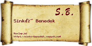 Sinkó Benedek névjegykártya