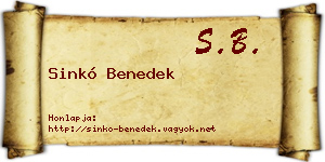 Sinkó Benedek névjegykártya
